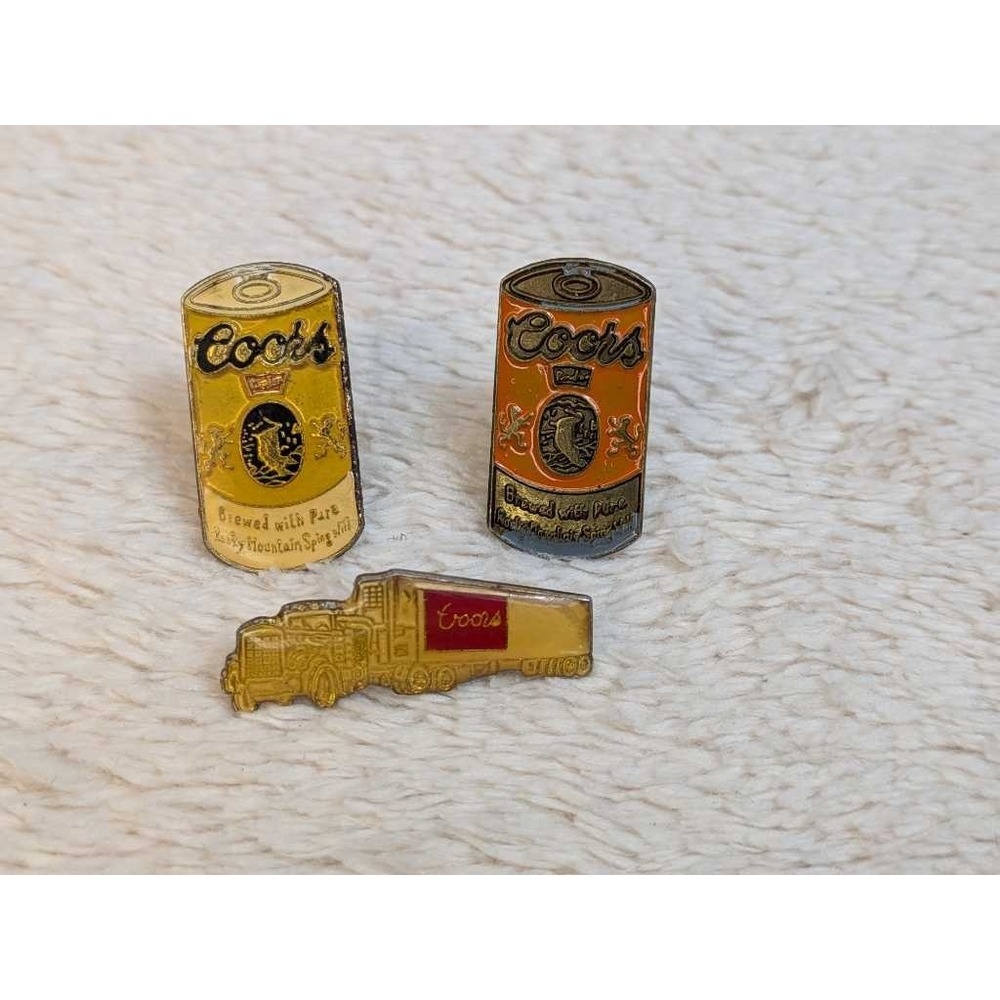 Coors Beer Can & Truck Enamel Lapel Pin Set‎ Collectible Vintage Brewery